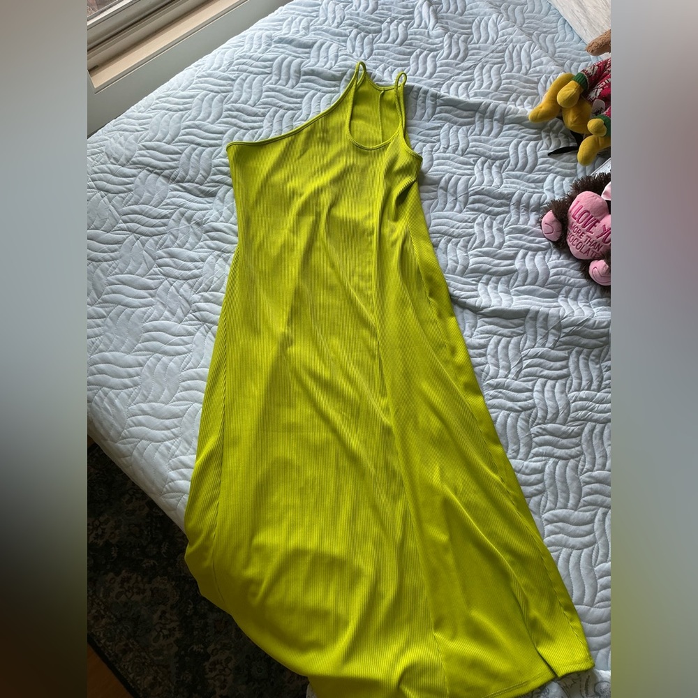 Topshop Lime Green One-Shoulder Maxi Dress